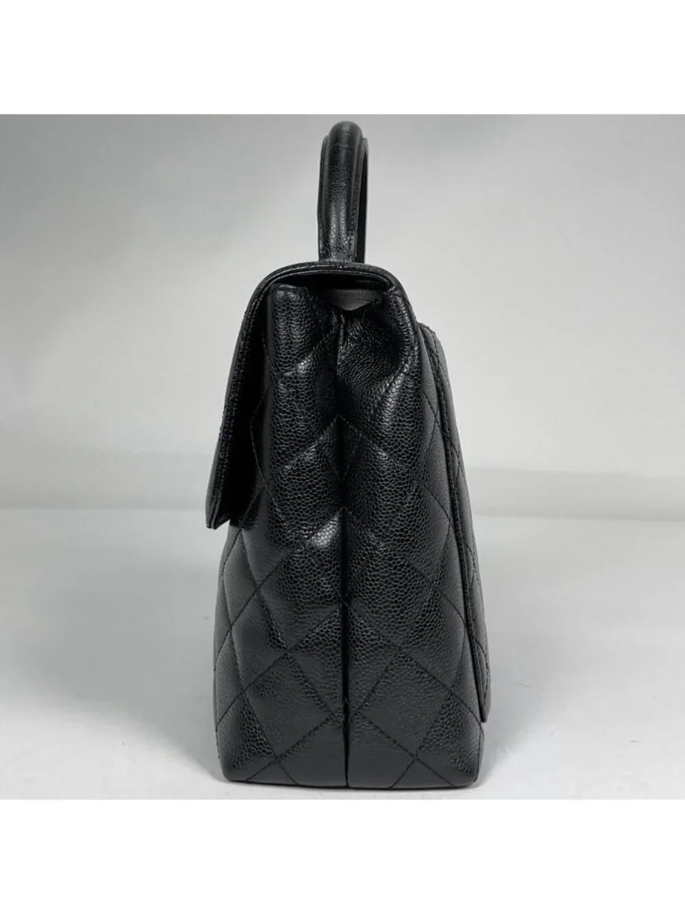 Chanel CC Logo Handbag Quilted Caviar Leather Black